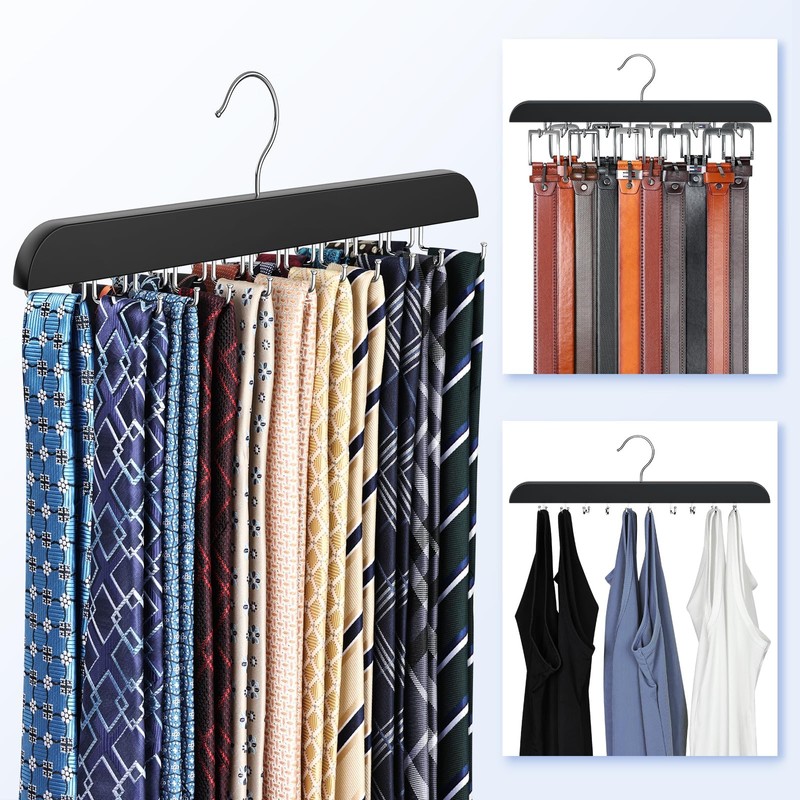 RESOVO Upgraded Tie Rack Hanger with 20 Foldable Metal Hooks,
