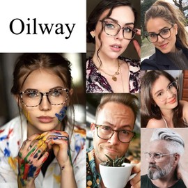 Oilway Blue-Light Blocking Glasses Computer Reading/Gaming/TV/Phones Glasses Fashion Anti Eyestrain UV Glasses for Women Men（D1 Black + Gray + Transparent）