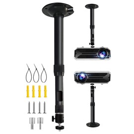 2-Be-Best Universal Projector Ceiling Mount Length 31-45cm / 12-18in Projector Wall Mount Adjustable Projector Holder 360° Rotatable Projectors Bracket for Mini Projectors Black