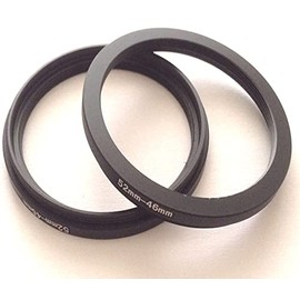 2x Metal 52-46mm Step Down Rings Screw Adapter Diameter D-SLR Photo Video Digital Camera Lens Connect-ing Size 52mm To 46mm Filter Circle Film Picture View Fix-ing Connector Focus Parts Accessory