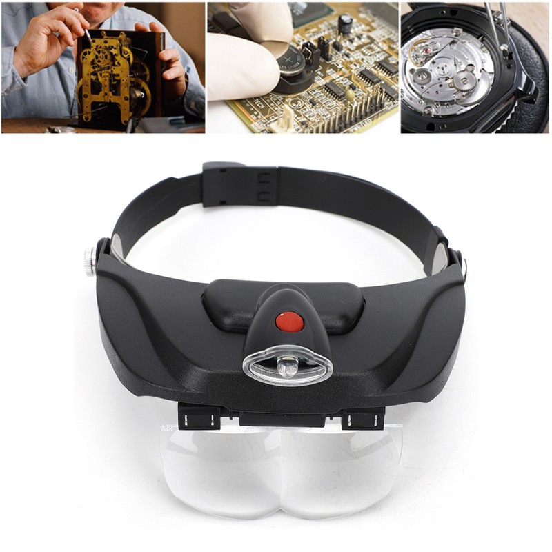 Multifunctional LED Head Mount Magnifier with Replaceable Lens for Inspection