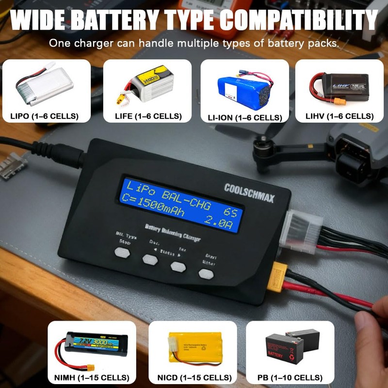 Coolschmax XT60 RC Balance Battery Charger Discharger