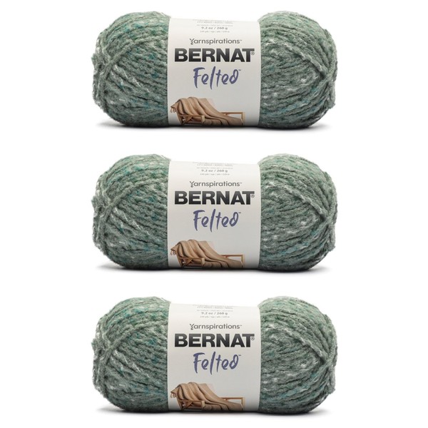 Bernat Felted Ivy Fleck Yarn - 3 Pack of 9.2oz/260g - Blended Fiber - #6 Super Bulky - 249 Yards - Knitting, Crocheting & Crafts