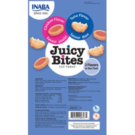 INABA Juicy Bites Grain-Free, Soft, Moist, Chewy Cat Treats with Vitamin E and Green Tea Extract, 0.4 Ounces per Pouch, 18 Pouches (3 per Bag)