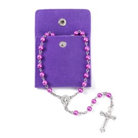 YQZIYOU Rosary Beads Catholic for Women - Rosary Necklace Artificial Pearls, Solid Colored Simple Style, Gifts for Women (Deep Purple)