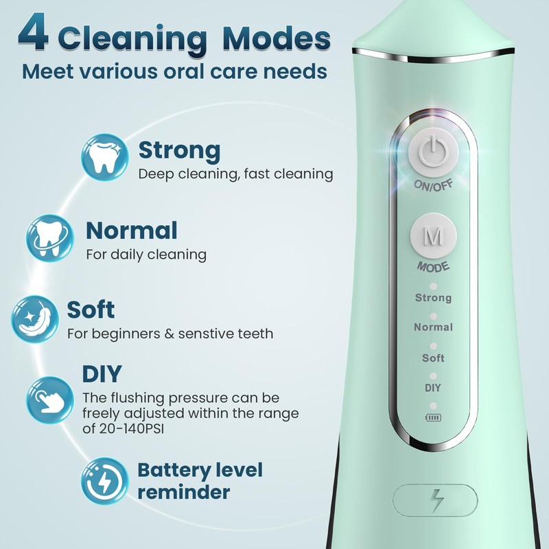 Water Flosser for Teeth Cleaning, 300ML Portable Cordless Oral Irrigator