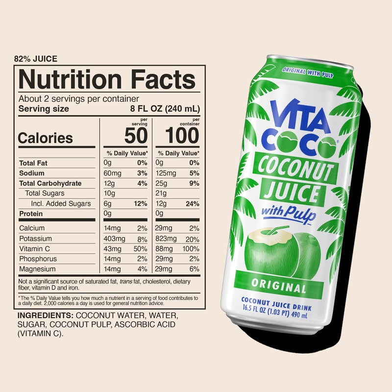 Vita Coco Coconut Juice, Original with Pulp | Big, Bold