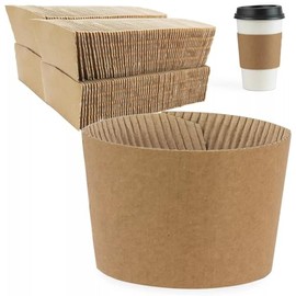 Disposable Coffee Cup Sleeves for Hot Cold Coffee Paper Cups 10-20 oz. (100)