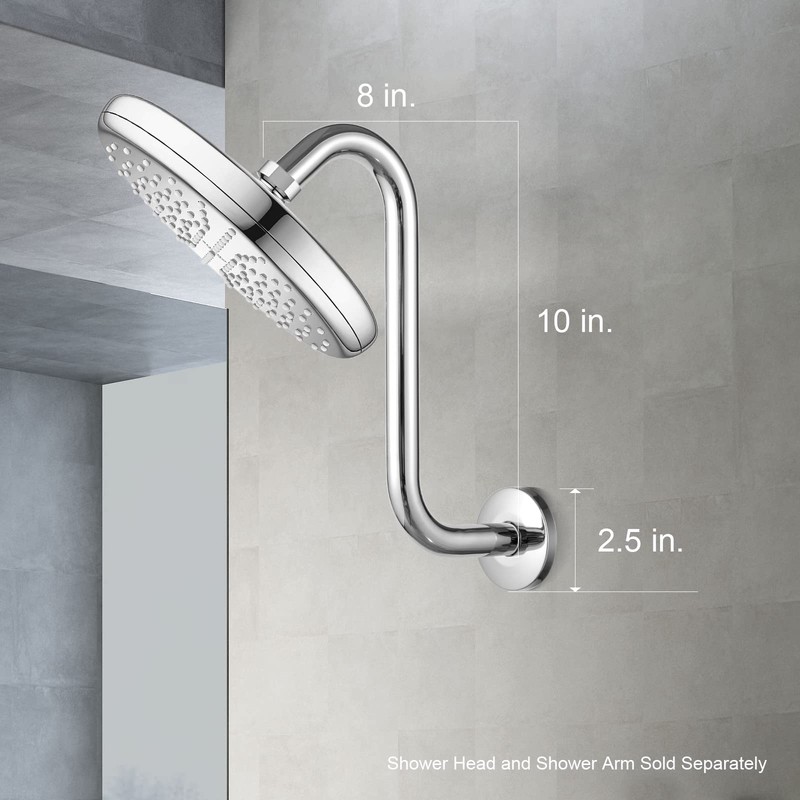 OFFO Shower Head Extension Arm 10 in, S Shaped Shower
