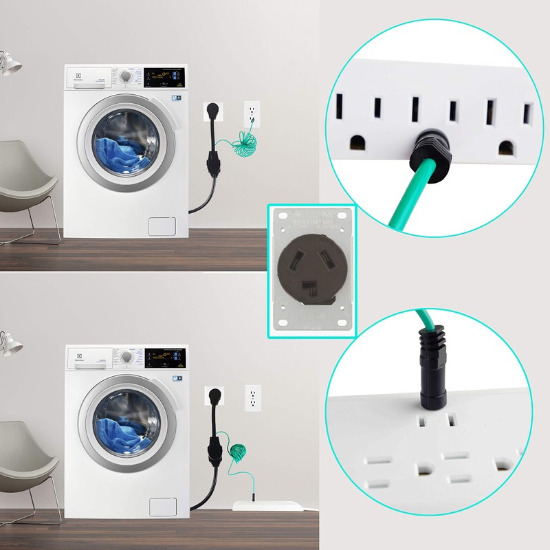 1FT NEMA 10-30P to 14-30R Dryer Adapter, 30A, 250V, SJTW