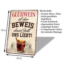 Tin Sign Mulled Wine - Hot Wine - Metal Sign with Funny Saying for Wine Connoisseurs - Gift Idea Christmas Time Christmas - Decoration for Kitchen, Wine Cellar, Wine Bar, Wine Arbour, Mulled Wine