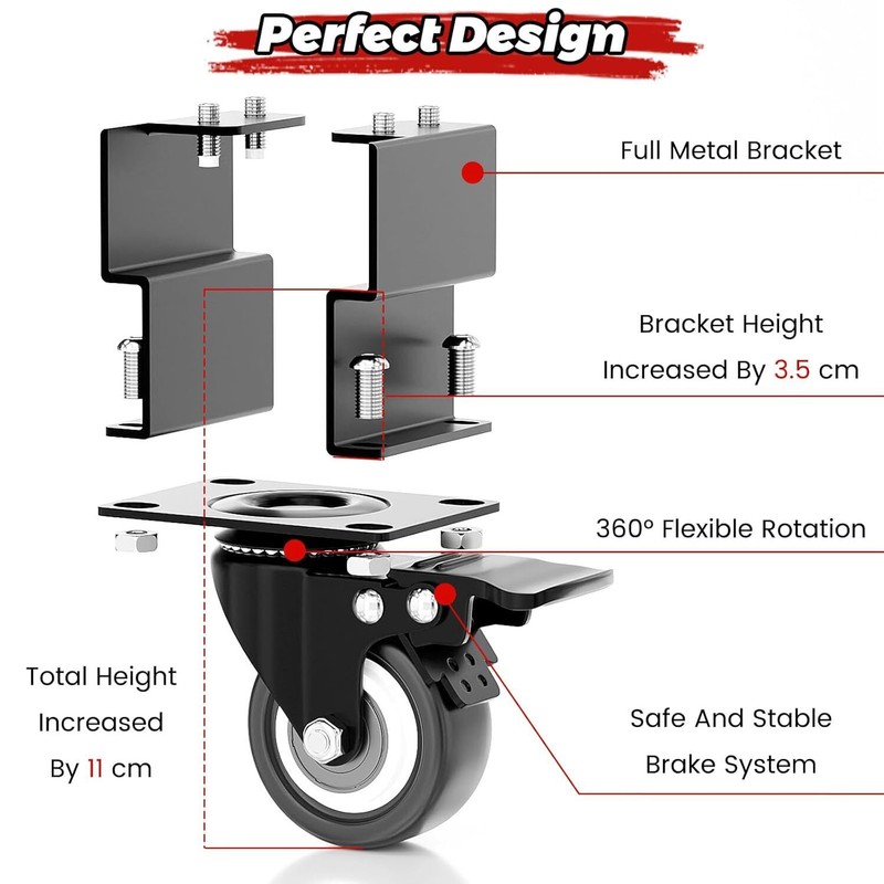 DNShorix Riser Casters for Arcade1UP Infinity Table,360° Swivel Casters for