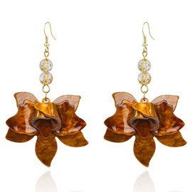 CWVHQ Bohemian Oversized Flower Drop Earrings for Women Boho Acrylic Exaggerated Layered Petal Drop Gardenia Flower Summer Hawaii Style Dangle Earrings for Women Gifts (style-1)