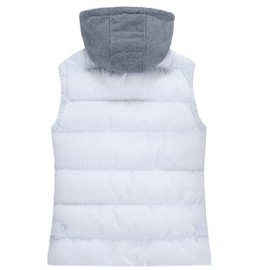CorBuyit Women's Outdoor Winter Puffer Vest, Sleeveless Jacket with Padded Body and Detachable Hood - Ideal Outerwear for Cold Weather, White, XXL