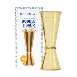 UBERSTAR Double Jigger Spirit Measure Gold | 25ml/50ml | Measuring Cup for Single and Double Spirits | Stainless Steel | Cocktail Alcohol Shot