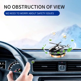 Corunkeer Car Air Freshener, Helicopter Solar Energy Rotating Aromatherapy Al Alloy Diffuser,Long-Lasting Fragrance, Interior Decoration Accessories Diffuser for Car and Home（Gold)