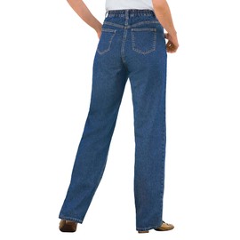 Woman Within Women's Plus Size Petite Perfect Cotton Back Elastic Denim Jean - 24 WP, Medium Stonewash