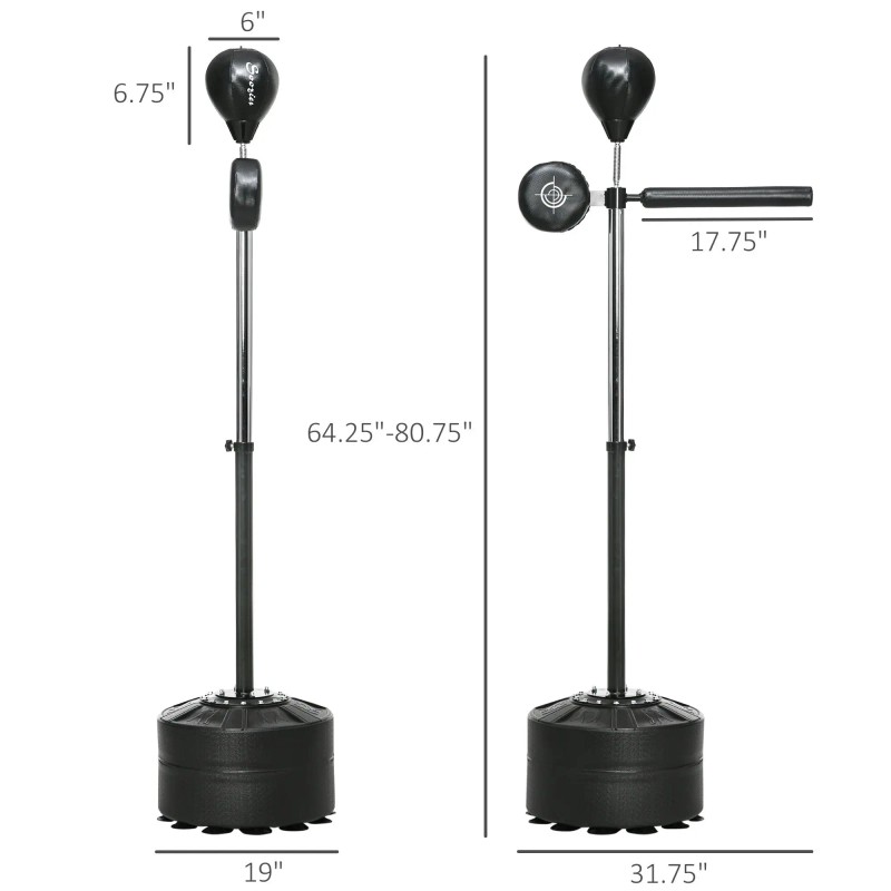 Adjustable Height 64-81in Free Standing Punching Speed Bag Teen Reactions