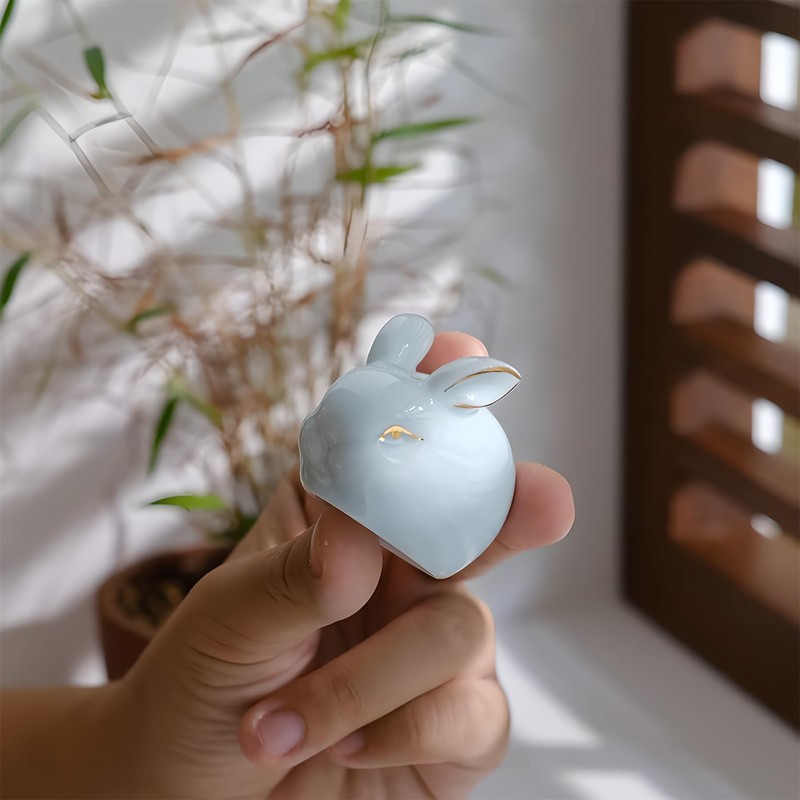 Hormsdar Hand-made Celadon Rabbit Tea Pet Cute Funny Bunny Tea