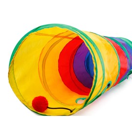 Cat Tunnel Collapsible Kitten Toys 1 Pack, Cat Kitten Tunnel Tube Toy for Outdoor Indoor Supplies (Rainbow