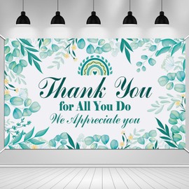 HOWAF We Appreciate You Party Decorations Backdrop Banner, Thank You for All You Do Banner for Thanks to Staff Teachers Doctor Nurses Staff, Team Appreciation Week Green Banner Party Photography