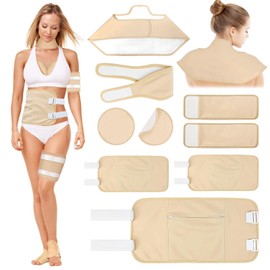 Castor Oil Pack Kit, 9 Stück Organische Rizinusöl-Packung, Wiederverwendbare Rizinusöl Packung, Rizinusöl Bio-Packung Set, Castor Oil Pack Wrap Kit Für Hals Schulter Brust Taille Knie Und Füße