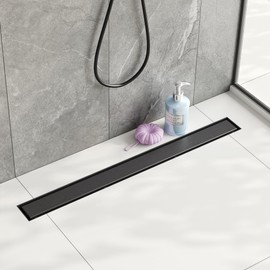 Neodrain 28-Inch Black Linear Shower Drain,with 2-in-1 Flat & Tile Insert Shiny Black Cover, Rectangle Shower Floor Drain, Floor Shower Drain with Adjustable Leveling Feet, Hair Strainer