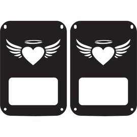 JeepTails Angel Heart Tail lamp Light Covers Compatible with Jeep JK Wrangler Black Set of 2