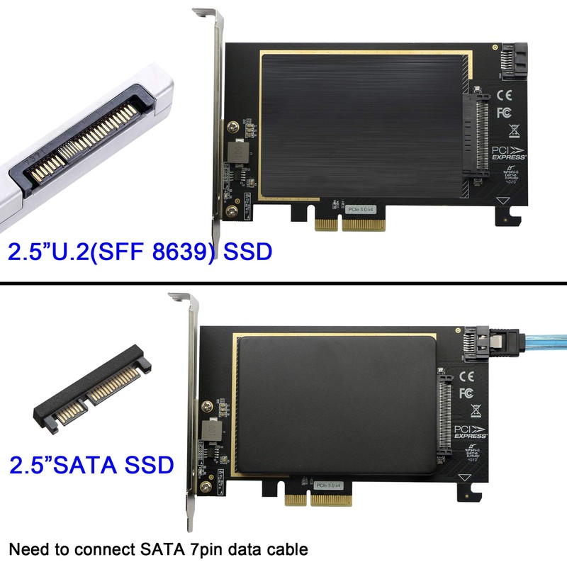 U.2 to PCIE Expansion Card，SFF 8639 to PCIE 3.0 x4