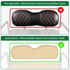 NOKINS Golf Cart Seat Covers Fit Club Car Precedent/DS/EZGO RXV/TXT/Yamaha Drive Aftermarket Standard Rear Seat Cushion, No Stapler, Multiple Colors&Breathable (Black&Brown Stitch)