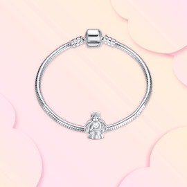 Annmors Jewelry Dije de plata de ley 925 con circonita cúbica, cuenta de joyería, regalos de manualidades para mujer, pulsera y collar., Plata, plateado