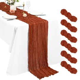 6 Pack Terracotta Cheesecloth Table Runner, 10Ft Boho Gauze Table Runner 21×120 Inch Rustic Romantic Long Table Runner for Wedding Party Bridal Shower Thanksgiving Christmas Decoration