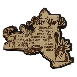 USA New York State Map Wooden Magnet Souvenir Fridge Magnet Gift