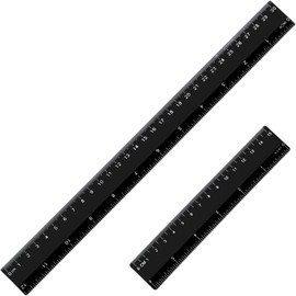 eBoot Plastic Ruler Straight Ruler Plastic Measuring Tool 12 Inches and 6 Inches, 2 Pieces (Black)