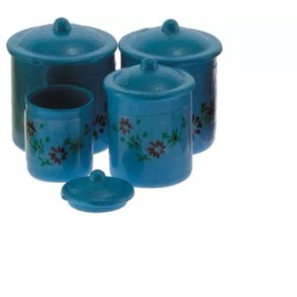 Houseworks Dollhouse Miniatures 1:12 Scale Blue Canister Set with Decals, 4pc #IM65302