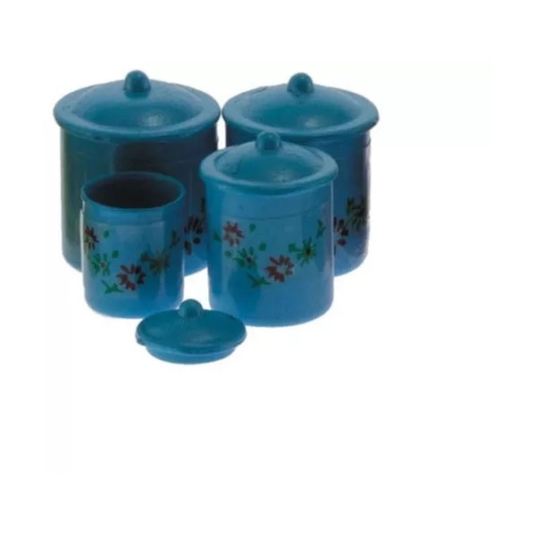 Houseworks Dollhouse Miniatures 1:12 Scale Blue Canister Set with Decals,