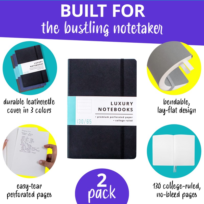 Papercode Lined Journal Notebooks (2 Pack) - Luxury Journals for