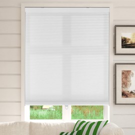 CALYX INTERIORS Cellular Shades, Cordless - 24" Width x 60" Height, White, Light Filtering Honeycomb Window Blinds, Thermal Blinds & Shades for Home, Pleated Cellular Shade Fabric for Insulation
