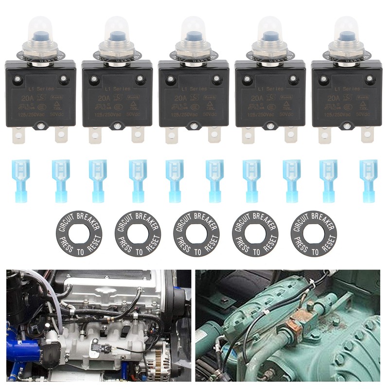 20A Overload Thermal Circuit Breaker with Quick Connect Terminals Waterproof