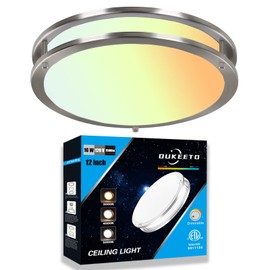 LED Flush Mount Ceiling Light - 12 Inch Ceiling Light Fixtures 3000/4000/5000K Adjustable, 16W (120W Equivalent), 1500LM, Dimmable Light Fixture for Bedroom, Kitchen, Bathroom, Energy Star, ETL