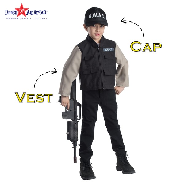 Dress Up America Dress-Up Costumes - Kids Pretend Play Sets - Role-Play Costume Clothes for Toddlers (SWAT)