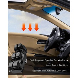 Master Power Window Switch Fit for Acura TL 2009 2010 2011 2012 2013 2014 Replace 35750-TK4-A01 35750TK4A01, with Door Lock Button and Lock Window Button and Pry Plate