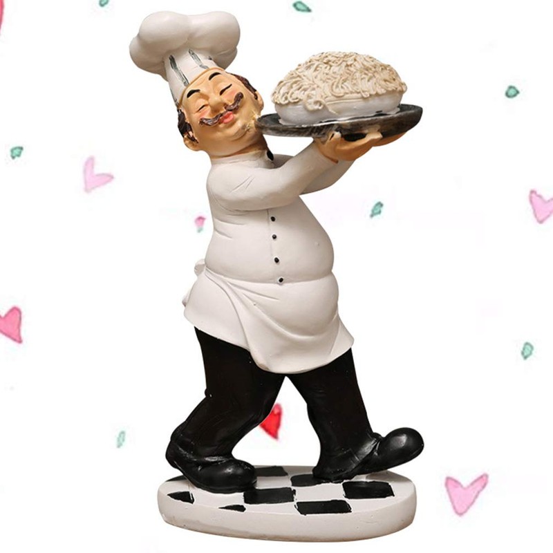 WINOMO Chef Figures Decorative Kitchen Chef Figure Chef with Pasta