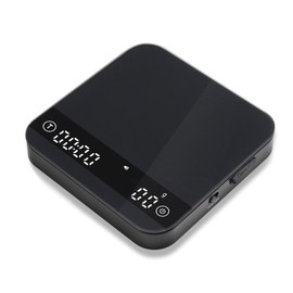 FOXNSK Espresso Waage mit Timer, 0.1g Genaue Kaffeewaage mit 4 Modi, Anzeige von Verhältnis und Durchflussmenge Coffee Scale, USB Aufladbar Mini Küchenwaage Digital für Barista, Max 2kg, Schwarz