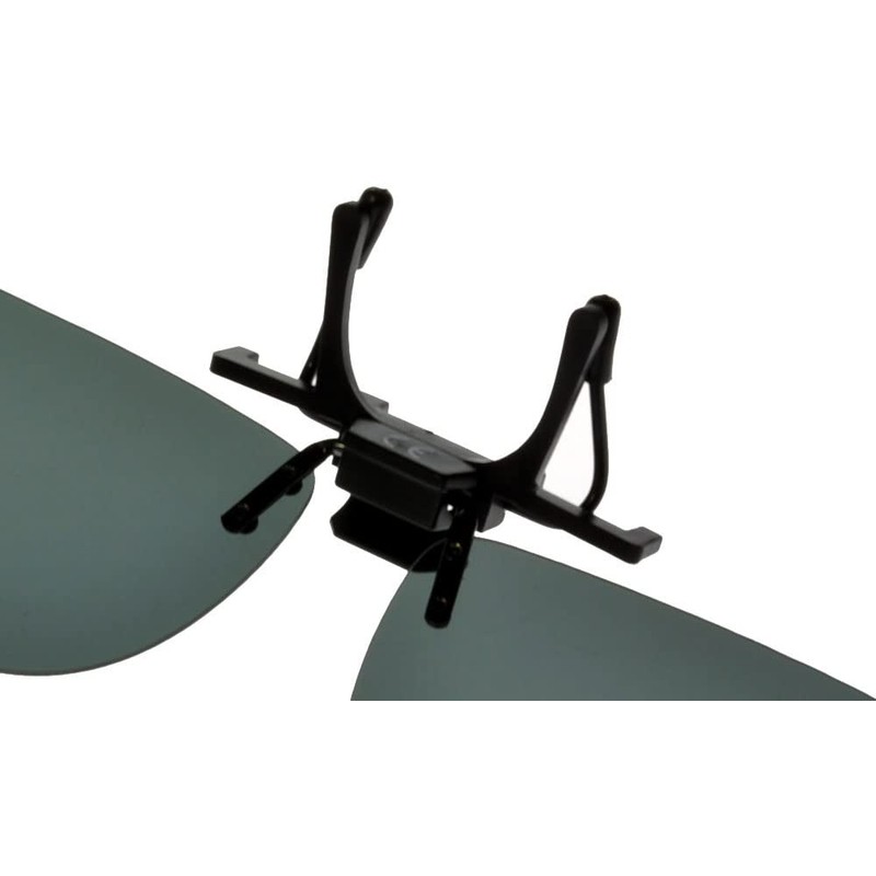 ClipFlipz Rectangular Polarised Medium/Smoke Clip On Flip Up Sunglasses, Grey,