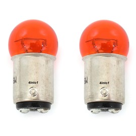 Set of 2 - Mini 1157 Turn Signal Bulbs - Dual Filament Amber - Motorcycle ATV Scooter