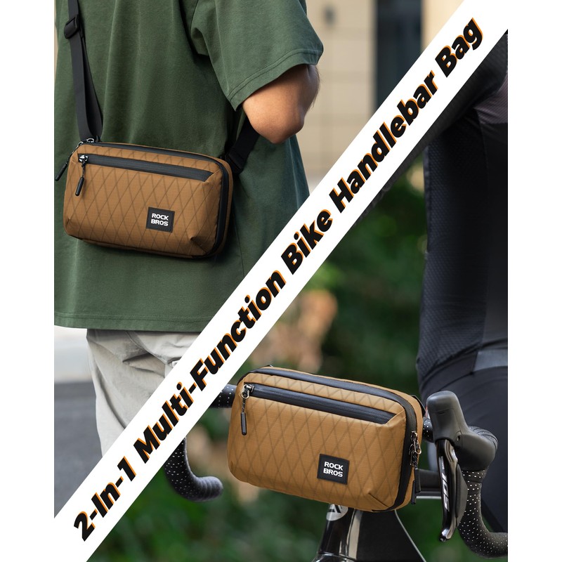 ROCKBROS Bicycle Handlebar Bag Front-Mounted Cycling Pouch with Detachable Shoulder
