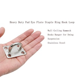 Esmtoy-my Heavy Duty Pad Eye Plate – 304 Stainless Steel Staple Ring Hook Loop – 1/2" to 2" Sizes for Marine, RV, for Straps, Ropes & Chains 2pcs