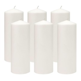 Stonebriar Unscented White Tall Pillar Candles, 80 Hour Burning Candle Pillars, Perfect for Decor, Weddings, Emergencies 3" X 8", 6 count