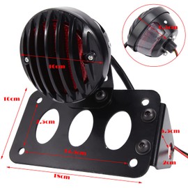 Rich Choices Motorcycle Tail Lights with Side License Plate Bracket Brake Lights Integrated Stop Light Waterproof Aluminum Universal 12V for Sportster 883 1200 Cruiser Bobber Chopper(Black#2)